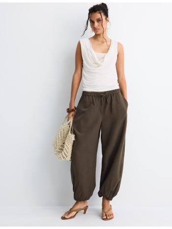 stradivarius παντελόνι βράκα tencel καφέ m