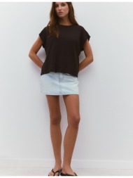 stradivarius b06 μπλούζα basic με ριχτούς ώμους μαύρο xs