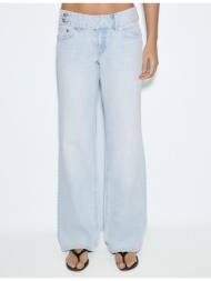 stradivarius τζιν low waist straight με μέση martillo μπλε ντένιμ 44