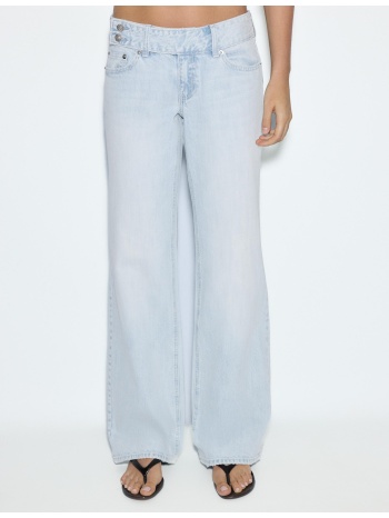 stradivarius τζιν low waist straight με μέση martillo μπλε