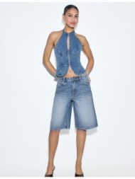stradivarius βερμούδα baggy denim γαλάζιο 40
