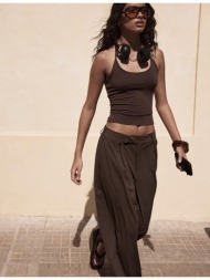 stradivarius πλεκτό τοπ με λαιμόκοψη halter καφέ xl