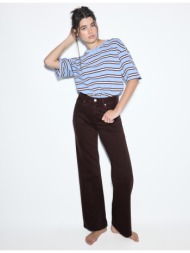 stradivarius d92 τζιν παντελόνι straight wide καφέ 34