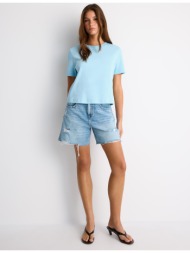 stradivarius μπλούζα basic regular fit heavy weight τυρκουάζ l