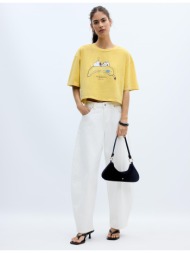 stradivarius μπλούζα snoopy μπανάνα κίτρινο παστέλ xl