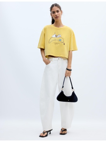 stradivarius μπλούζα snoopy μπανάνα κίτρινο παστέλ xl