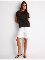 stradivarius μπλούζα basic regular fit απαλή υφή καφέ s