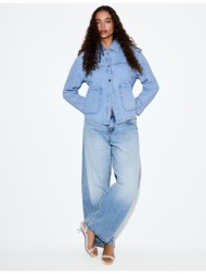 stradivarius denim τζάκετ με τσέπες σκούρο μαύρο m