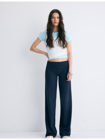stradivarius κολάν με γυριστή μέση navy blue xl