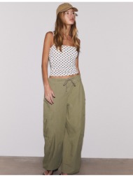 stradivarius cargo παντελόνι ποπλίνα χακί 32