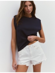 stradivarius μπλούζα basic με βάτες σκούρο μπλε xs