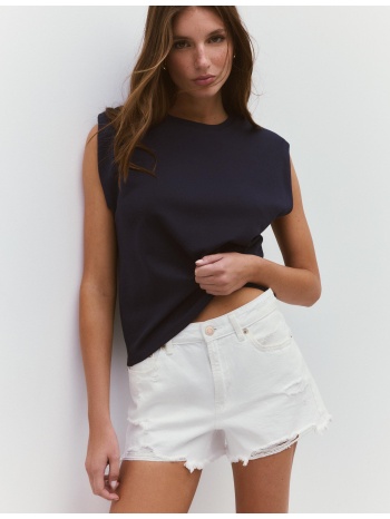 stradivarius μπλούζα basic με βάτες σκούρο μπλε xs