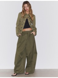 stradivarius σακάκι twill με κουμπιά χακί s