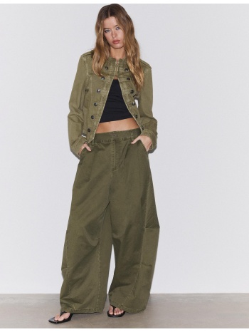 stradivarius σακάκι twill με κουμπιά χακί s