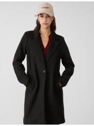 stradivarius μίντι παλτό με κουμπί απαλής υφής μαύρο xl