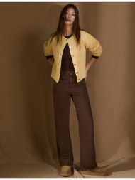stradivarius d92 τζιν παντελόνι straight wide καφέ 38