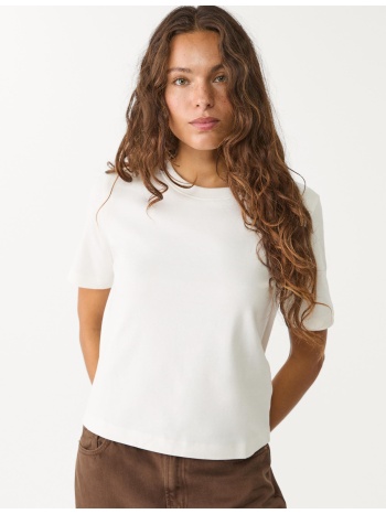 stradivarius μπλούζα basic regular fit heavy weight εκρού m