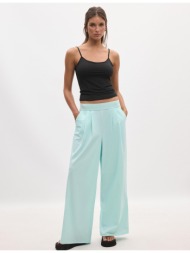 stradivarius παντελόνι jogger palazzo με λάστιχο στη μέση παστέλ πράσινο xs