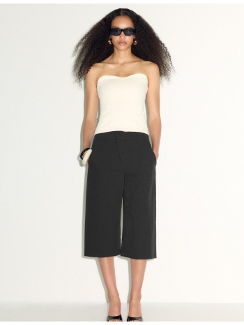 stradivarius βερμούδα wide leg crosswaist μαύρο 34