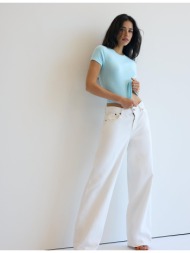 stradivarius βασική μπλούζα slim fit τυρκουάζ s