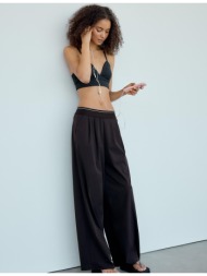 stradivarius παντελόνι jogger palazzo με λάστιχο στη μέση μαύρο xl