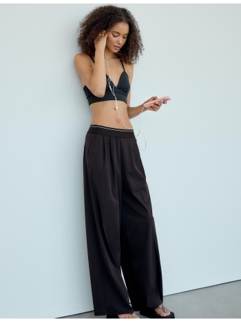 stradivarius παντελόνι jogger palazzo με λάστιχο στη μέση