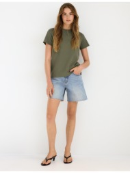 stradivarius μπλούζα basic regular απαλή υφή χακί m