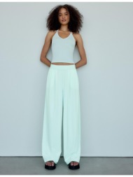 stradivarius παντελόνι jogger palazzo με λάστιχο στη μέση παστέλ πράσινο xl
