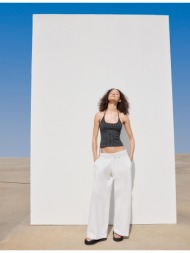 stradivarius παντελόνι jogger με ίσια γραμμή και washed εφέ εκρού xl