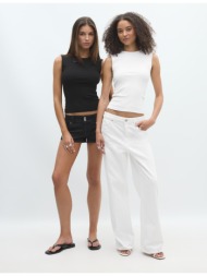 stradivarius σετ με 2 basic αμάνικες μπλούζες μαύρο xs