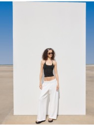 stradivarius πλεκτό τοπ με λαιμόκοψη halter διαφανο s