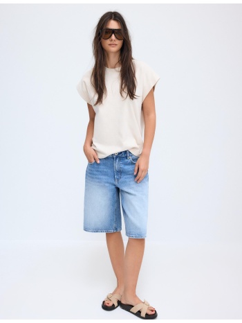 stradivarius b06 basic μπλούζα με ριχτή μανίκια πέτρα m