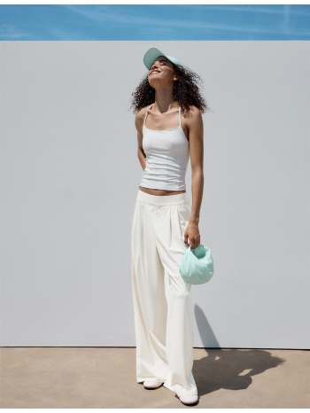 stradivarius παντελόνι jogger palazzo με λάστιχο στη μέση