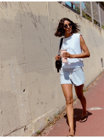 stradivarius μπλούζα basic με βάτες λευκό xs