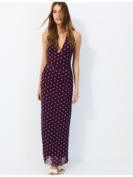 stradivarius μίντι φόρεμα halter με ανοιχτή πλάτη μωβ s