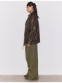 stradivarius oversize τζάκετ με πέτο με όψη δέρματος καφέ s