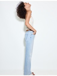 stradivarius d68 τζιν παντελόνι bootcut με ζώνη γαλάζιο 40