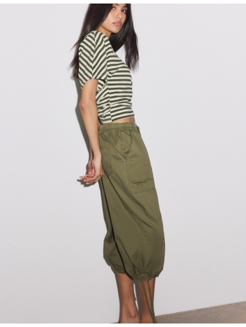 stradivarius βερμούδα relaxed από ποπλίνα χακί 36