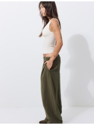 stradivarius παντελόνι barrel από tencel χακί m