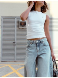 stradivarius αμάνικη μπλούζα basic λευκό xs
