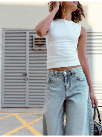 stradivarius αμάνικη μπλούζα basic λευκό xs