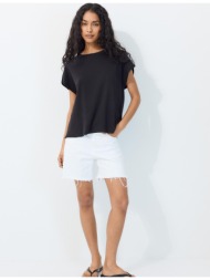 stradivarius b06 μπλούζα basic με χαλαρούς ώμους μαύρο xl