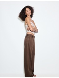 stradivarius d92 τζιν παντελόνι straight wide καφέ 38