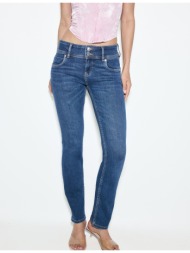 stradivarius χαμηλόμεσο τζιν slim fit μπλε overdye 38