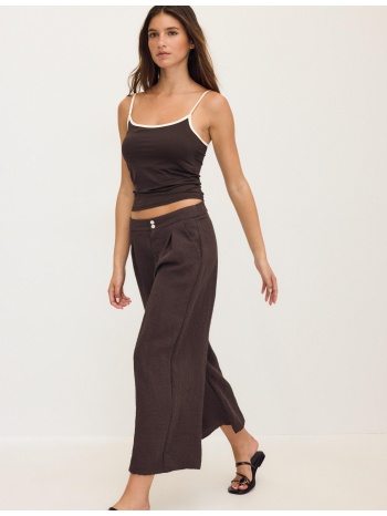 stradivarius ρουστίκ παντελόνι culotte καφέ 36