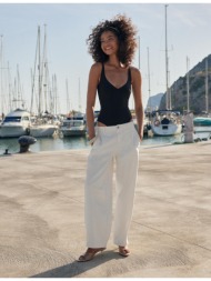stradivarius barrel παντελόνι 100% βαμβακερό βανίλια 40