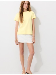 stradivarius μπλούζα basic regular fit απαλή υφή κίτρινο παστέλ xl