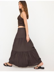 stradivarius μίντι φούστα boho καφέ m