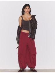 stradivarius παντελόνι jogger μπαλούν με stoppers σκούρο κόκκινο xl