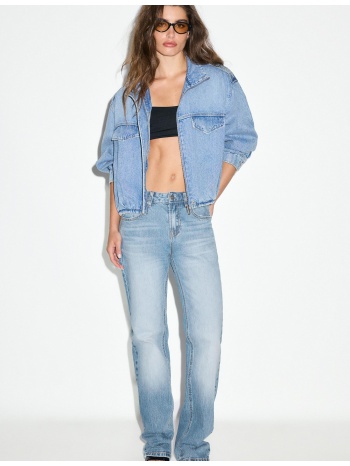 stradivarius denim τζάκετ μπαλόνι γαλάζιο m